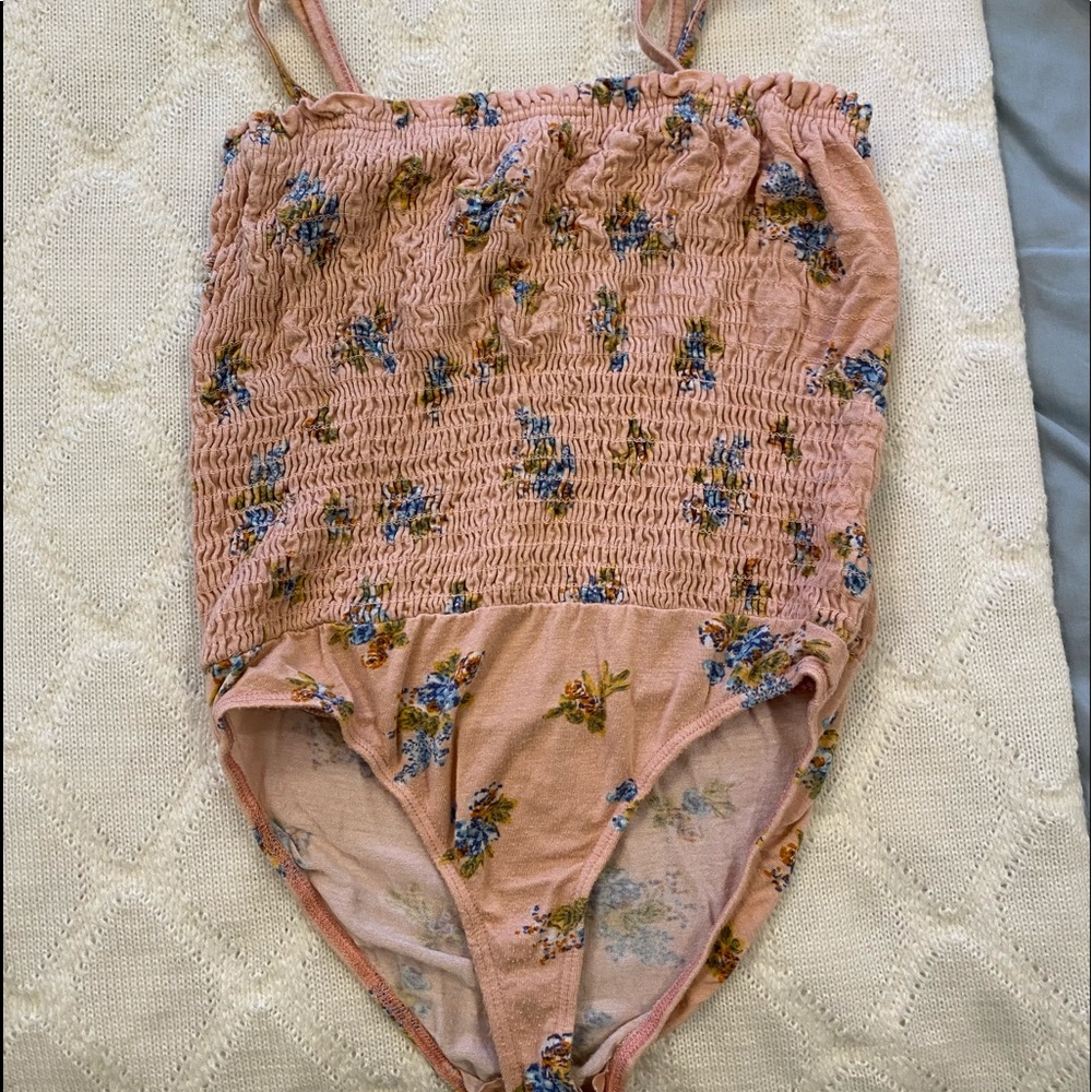 Pink floral bodysuit